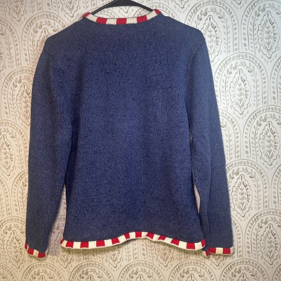 Crystal Kobe Blue Snowman Penguin Ugly Christmas Sweater Cardigan Women's M - Picture 2 of 8